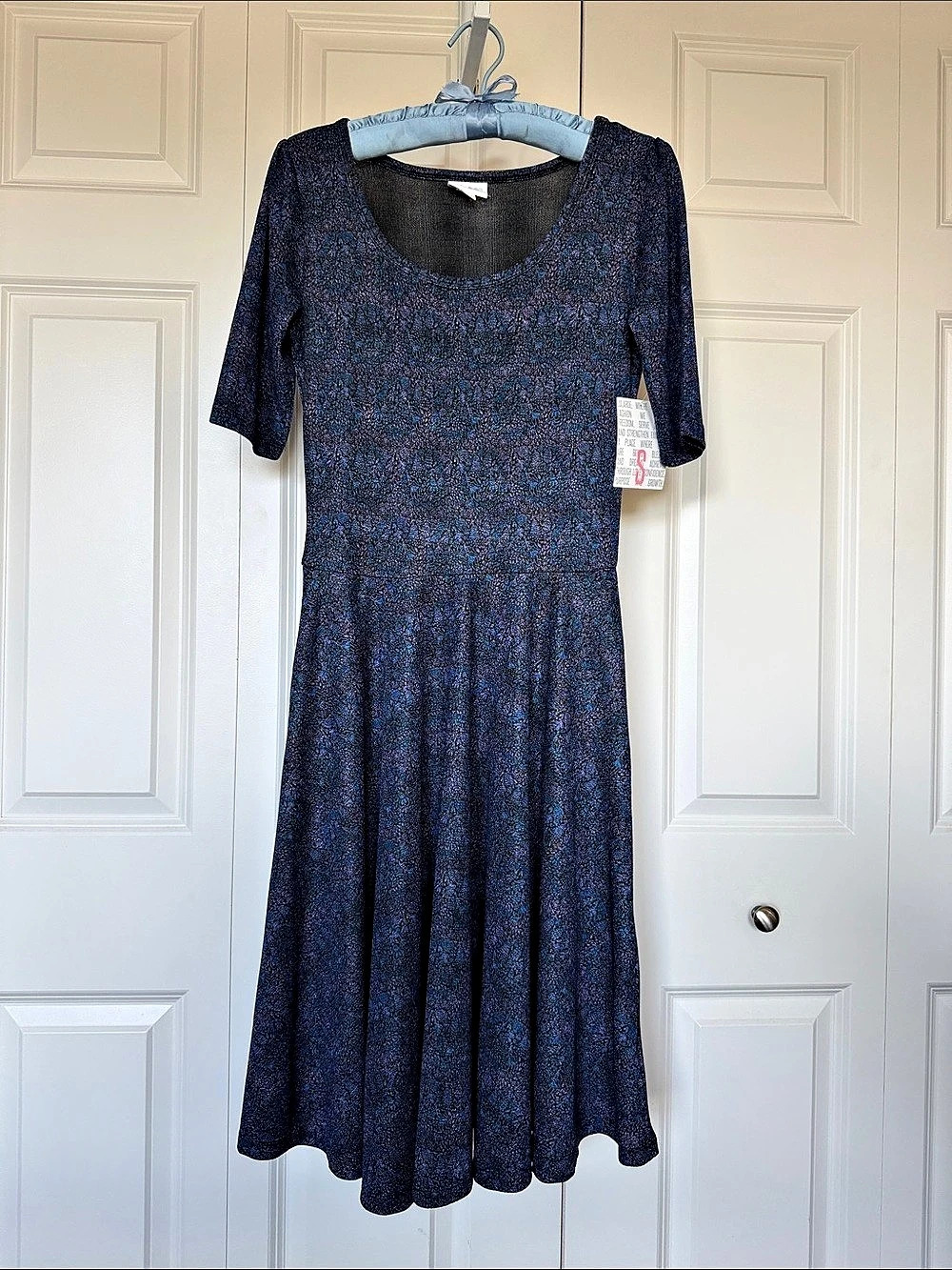 LuLaRoe Nicole Dress Floral Midi Blue & Purple Small